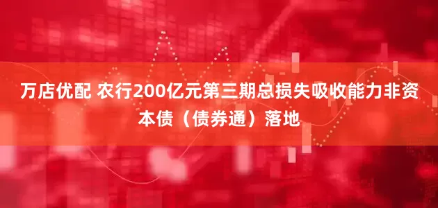 万店优配 农行200亿元第三期总损失吸收能力非资本债（债券通）落地